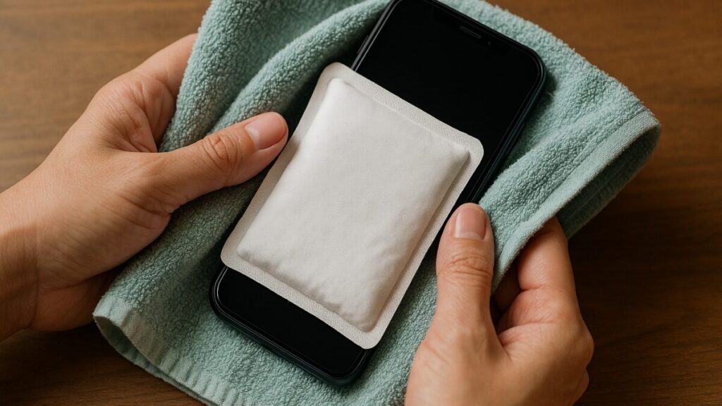 カイロでスマホを保温する防災アイデア