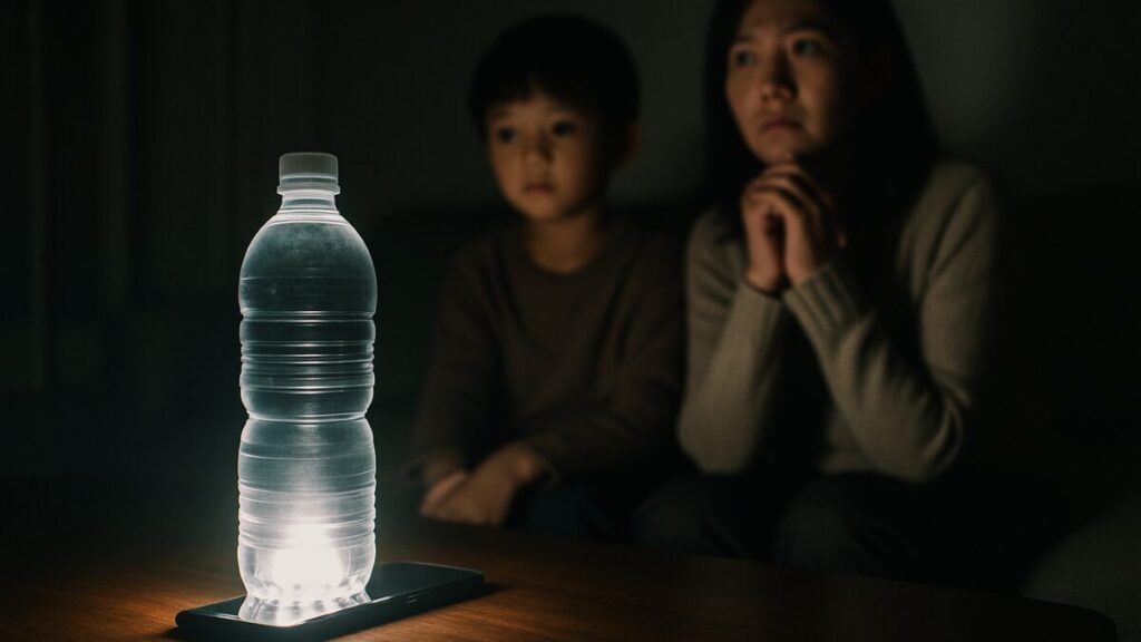 水を入れたペットボトルを使った簡易ランタン