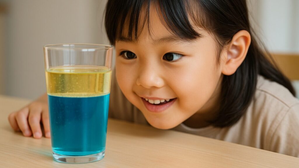 「水と油」の実験中シーン
