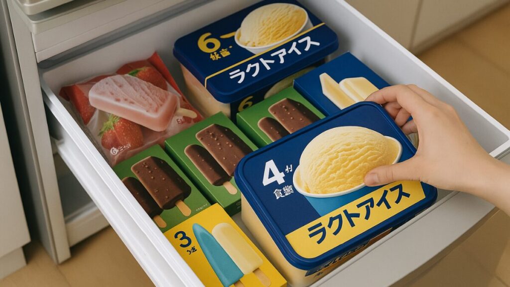 家庭の冷凍庫でストックしている様子